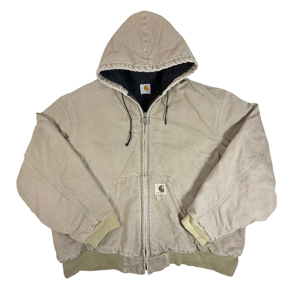 Vintage Carhartt J140 Jacket Mens XL Tan Duck Canvas  Quilted Lined Work Coat